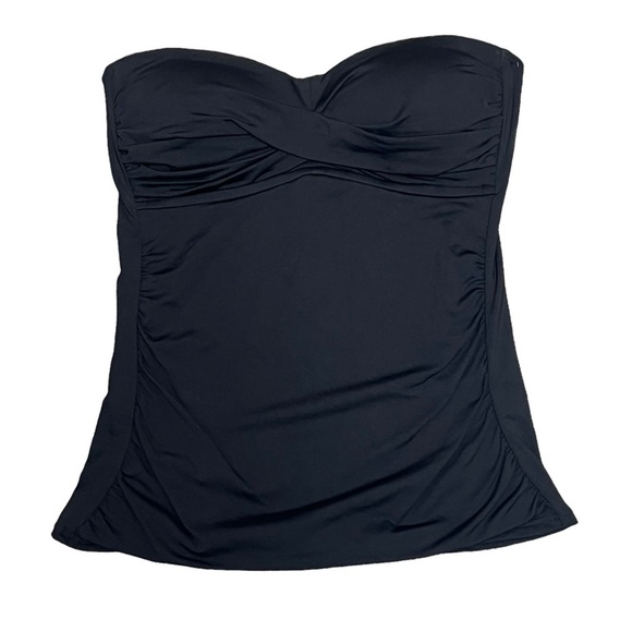 NWT Anne Cole Black Tankini Top XS Twist Front Bandeaukini Swim Swimsuit Top - Picture 3 of 10